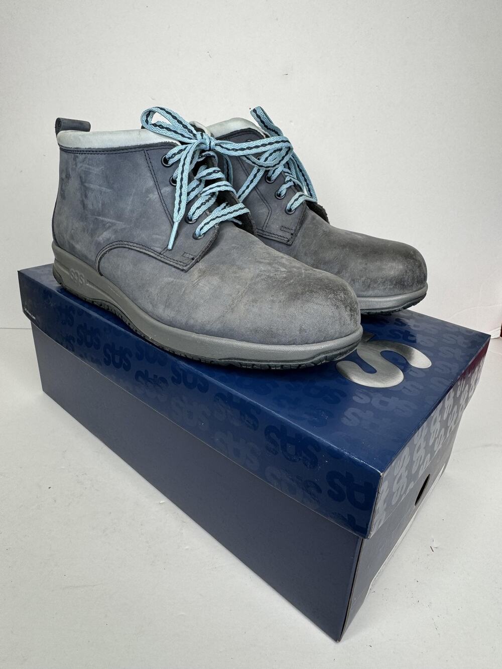 SAS Gretchen Boots Womens Size 9.5 N Navy Light Blue Nubuck Chukka Ankle Work